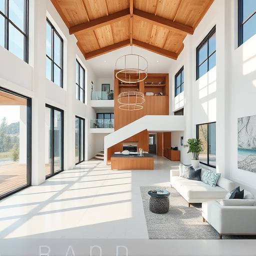 Interior shot of a modern real estate property, highlighting architectural details and spacious design.