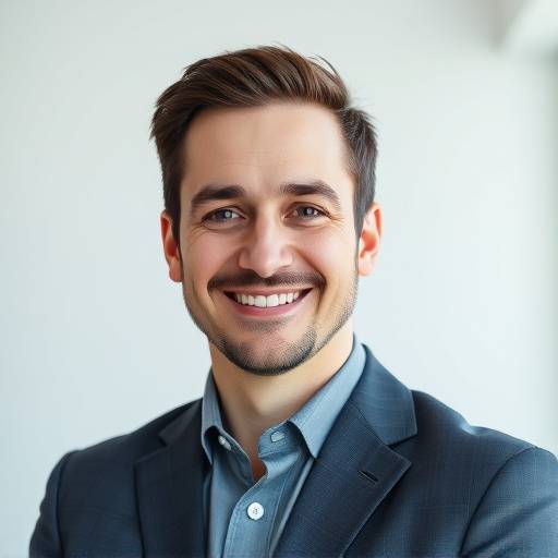 Professional headshot of a businessman smiling confidently, with a clean, modern background.